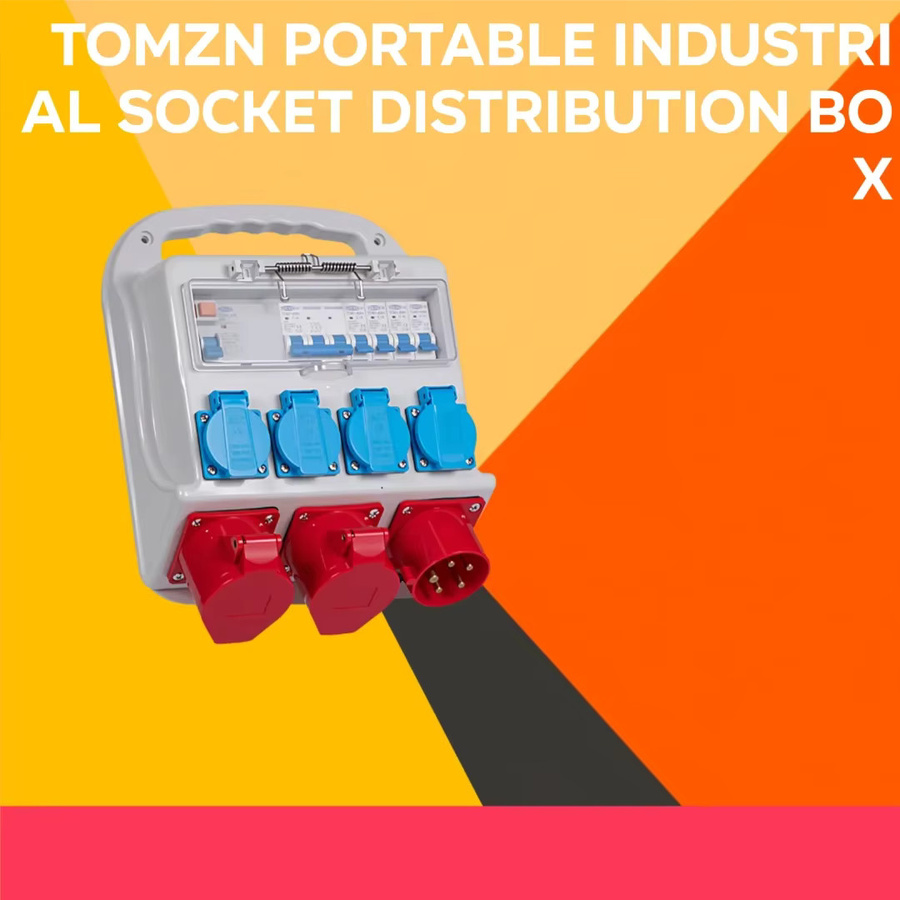 TOMZN Industrielle Wasserdichte Steckdosenbox IP65 für Außenbereich, Tragbarer Baustellen-Stromschalter 3-Phasen AC 400V 32A - Bild 2