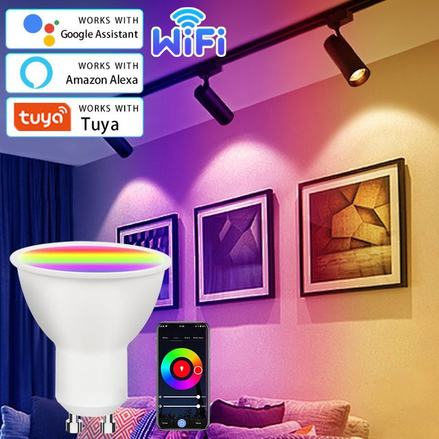 GGBEE Intelligente LED GU10 Glühbirne mit WiFi und Tuya App-Steuerung, kompatibel mit Amazon Alexa und Google Assistant, 5W, Weiß - Bild 1