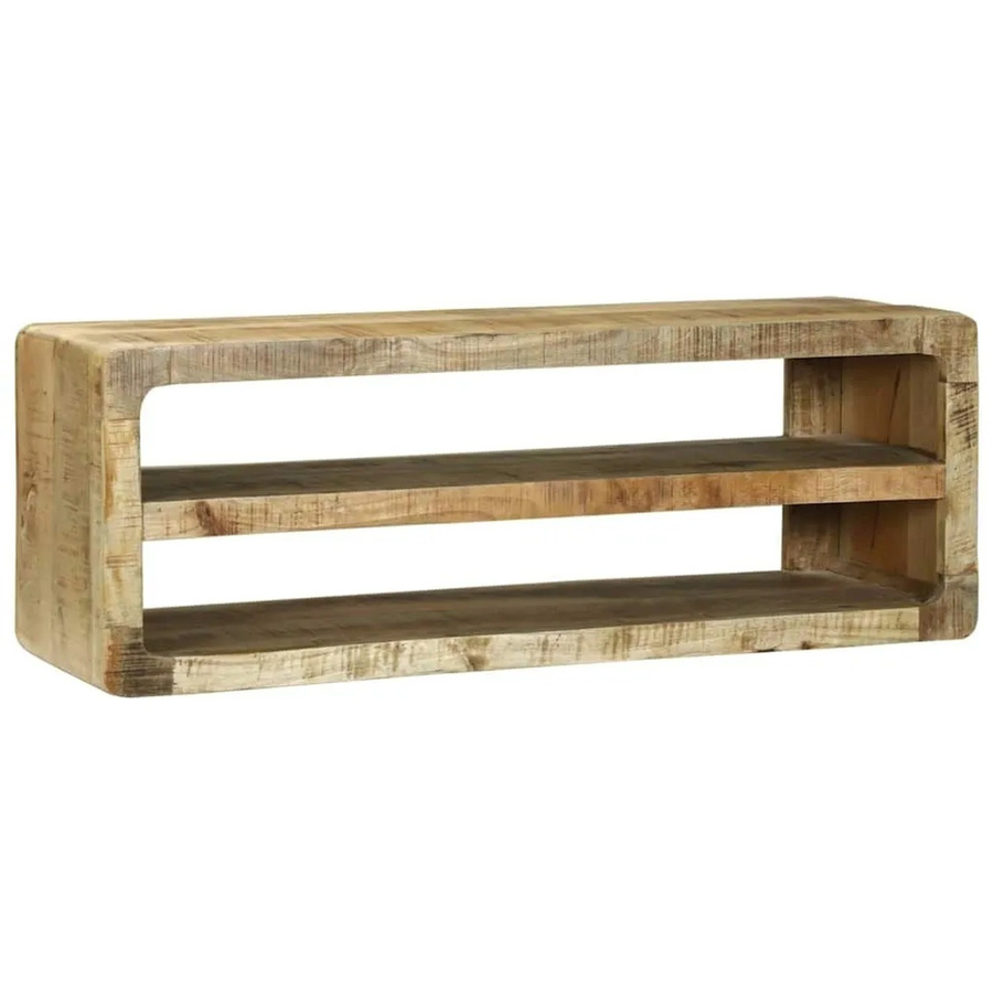 vidaXL TV-Schrank aus Massivholz Mango in Braun mit Regalfächern B/T/H: 100 x 32 x 36 cm - Bild 2