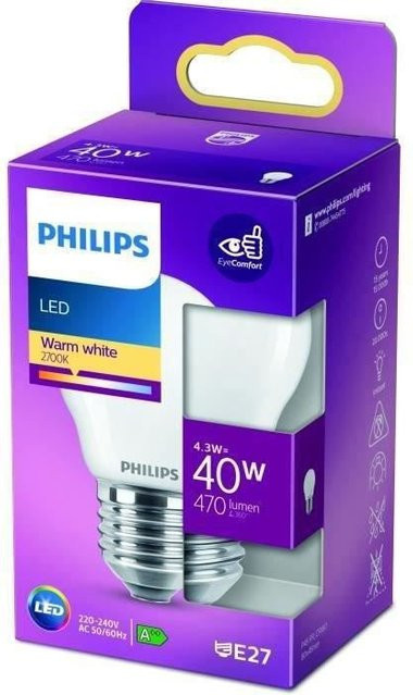 Philips LED Classic Leuchtmittel E27 Tropfenform, 4,3 W, Warmweiß, H x Ø: 8 x 4,5 cm - Bild 2