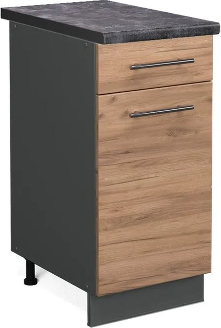 Vicco Küchenunterschrank Fame-Line Goldkraft Eiche Anthrazit B: 40 cm, T: 60 cm, H: 82 cm - Bild 1