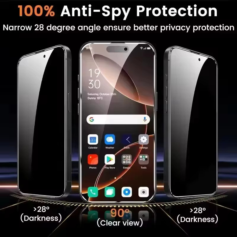 Privatsphäre Displayschutzfolie aus gehärtetem Glas für Apple iPhone 11 bis iPhone 17 Pro Max, Anti-Spy Schutzfolie, transparent - Bild 3