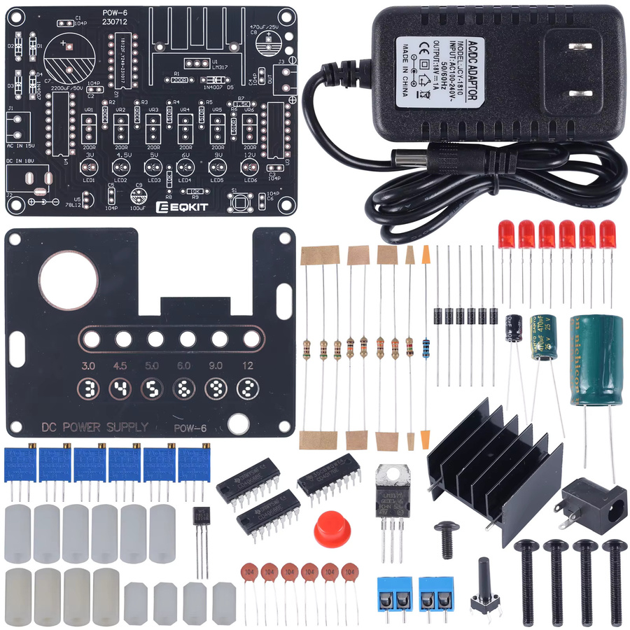 DIY Electronic Kit Step Down Spannungswandler Buck Modul zur Stromversorgung von AC 15V/DC 18V auf DC 3V/4V/5V/12V für Lötübungen - Bild 4