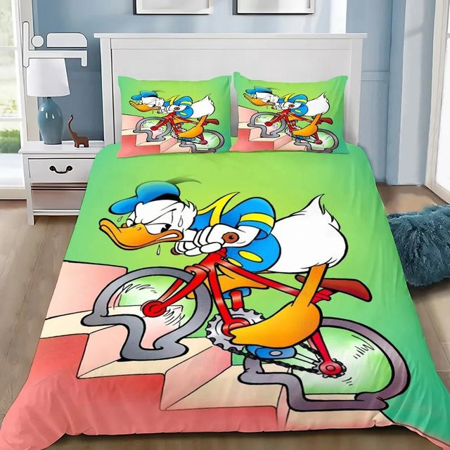 Bettwäsche-Set mit Donald Duck Motiv, bestehend aus Bettbezug und Kissenbezug, Mehrfarbig, B/H: 140 x 200 cm - Bild 1