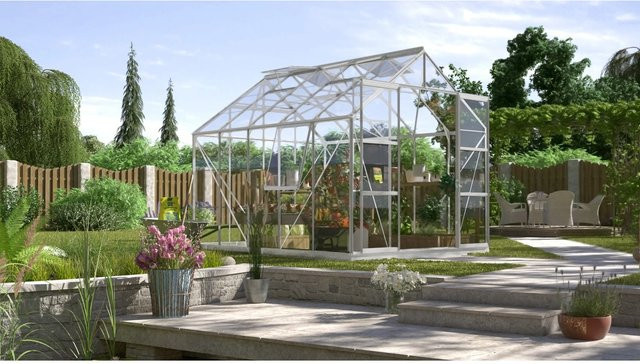 Vitavia Gewächshaus Jupiter 8300 aus eloxiertem Aluminium mit Sicherheitsglas und Fundament, 8,3 m² - Bild 1