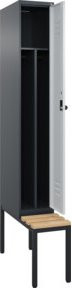 C+P Spind Classic PLUS Garderobenschrank mit integrierter Sitzbank, 1 Abteil, Anthrazit/Grau/Schwarz, B/T/H: 212 x 30 x 81,5 cm - Bild 1