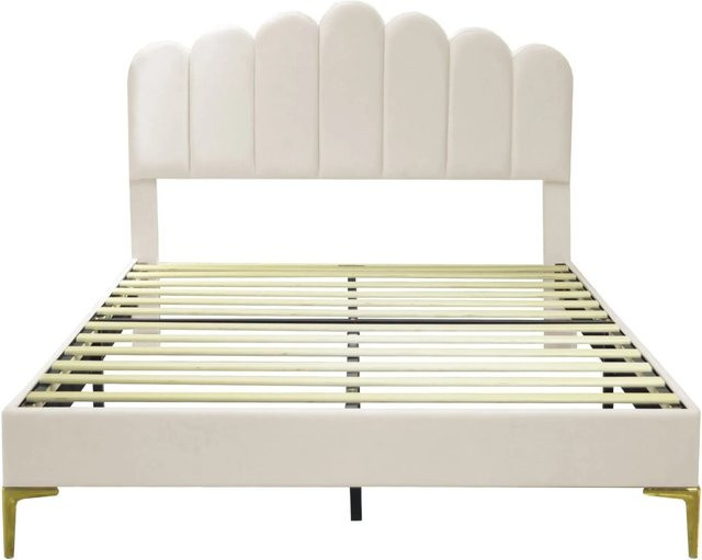 okwish Polsterbett mit Kopfteil in Beige für dein Schlafzimmer, B/T/H: 140,5 x 203,0 x 114,0 cm - Bild 1