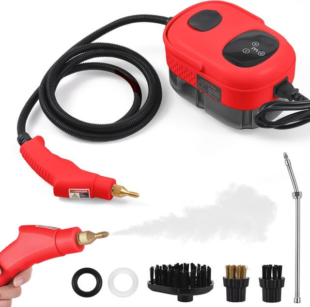 Aimo Hochdruck-Dampfreiniger mit 2500 W und 3 bar Druck, Handheld-Dampfreinigungsmaschine in Rot mit 1100 ml Tankkapazität - Bild 1