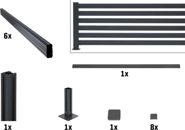 Floraworld Bohlenzaun-Set-Erweiterung aus Aluminium in Anthrazit, B/H: 200 x 90 cm - Bild 1