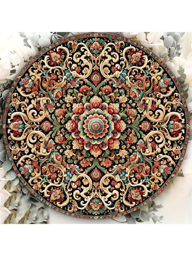 Potdemiel Vintage-Wandkunst im persischen Stil aus Aluminium, rund, Multicolor, Durchmesser: 20,3 cm - Bild 5