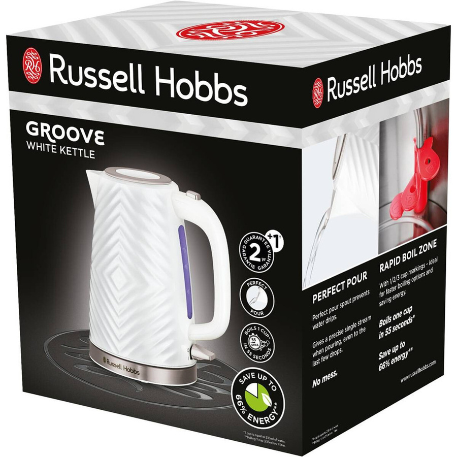 Russell Hobbs Edelstahl-Wasserkocher 26381-70 in Weiß und Silber mit 1,7 l Volumen und Kalkfilter - Bild 3