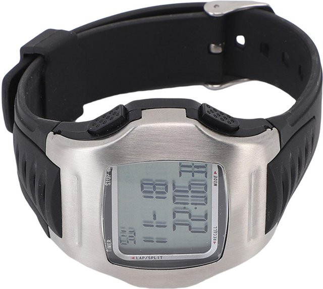 Digitaluhr, Edelstahl, Silber, Kautschuk, Schwarz, Unisex - Bild 1