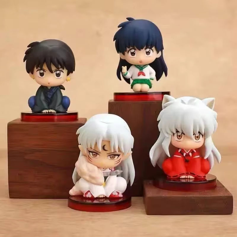 8er Set Anime Figuren Inuyasha Sesshomaru Kikyo und Kagome aus Kunststoff, mehrfarbig mit Goldakzenten, Takara Tomy Sammlerfiguren für Desktop und Auto - Bild 4