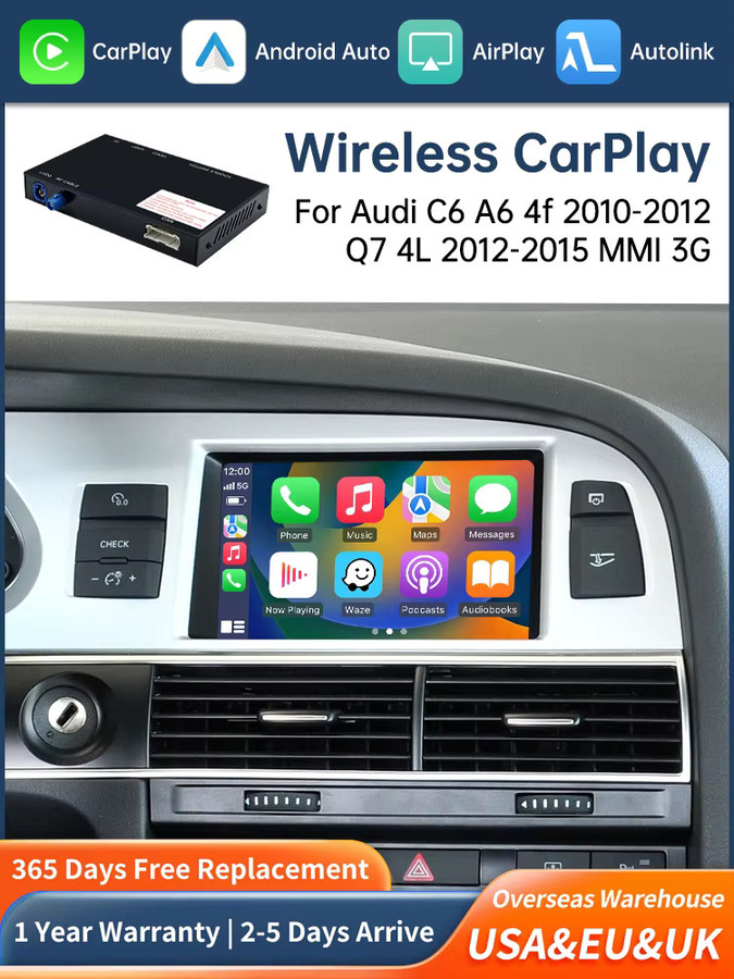 Road Top Wireless Carplay Decoder Interface für Audi C6 A6 4f und Q7 4L mit MMI 3G, AirPlay und Mirror Link, Schwarz - Bild 5
