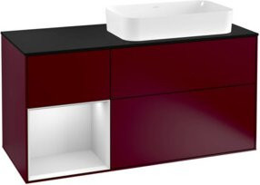 V&B Waschtischunterschrank Finion in Blau lackiert mit weißem Regal links, Breite: 120 cm, Tiefe: 50,1 cm, Höhe: 50,1 cm - Bild 1