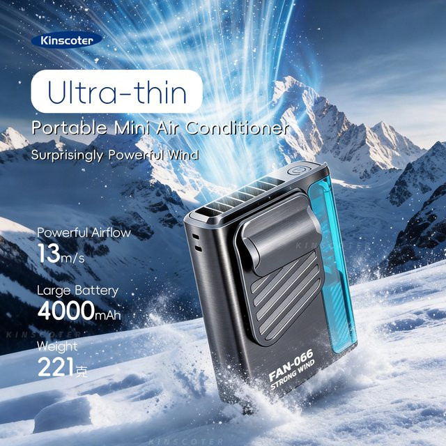 Kinscoter Multifunktionaler Hüftventilator in Schwarz mit 4000mAh Akku, tragbarer Mini-Kühlventilator mit fünf Geschwindigkeitsstufen und Digitalanzeige - Bild 1