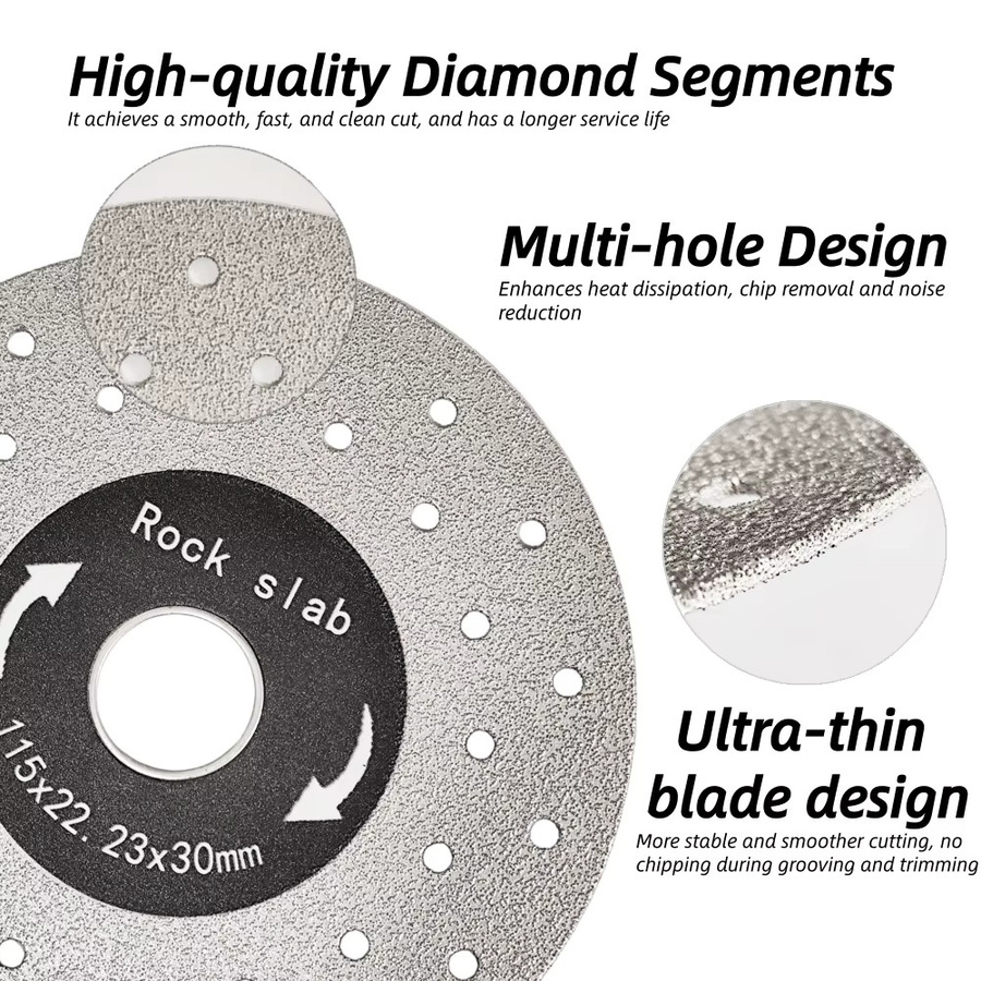 RSMXYO Diamant-Trennscheibe und Schleifscheibe für Keramikfliesen, Marmor und Glas, Durchmesser: 115 mm, Ultradünnes Sägeblatt mit Mehrloch-Schneideplatte - Bild 3