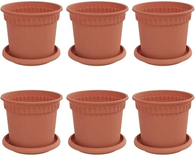 6er Set vidaXL Blumentöpfe aus Kunststoff in Rot, Durchmesser: 15 cm, Höhe: 12 cm - Bild 1