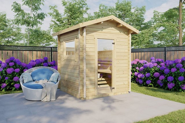 Außensauna Finn 1 Gartensauna mit Vorraum aus Holz B/T: 200 x 200 cm - Bild 1