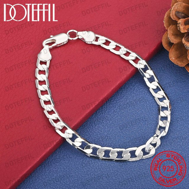 DOTEFFIL Figaro-Kettenarmband, 925 Silber, 6 mm, Unisex - Bild 1