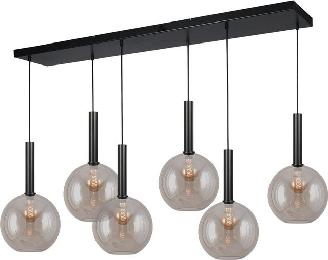 Masterlight Bella 2 Pendelleuchte 6-flammig in Gold und Schwarz matt mit Glas in Fumé - Bild 1
