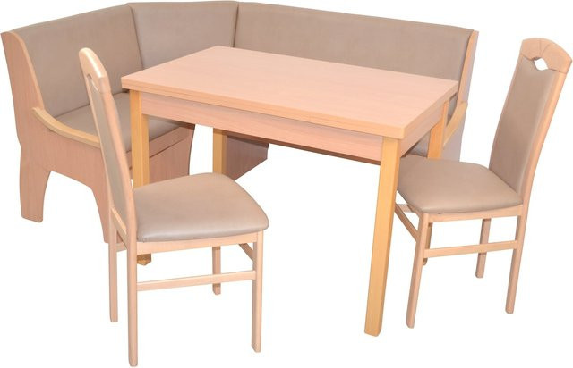 4tlg. Eckbankgruppe Möbel Direkt Online in Buche Braun mit ausziehbarem Tisch, Schenkelmaß: 125 x 165 cm - Bild 1
