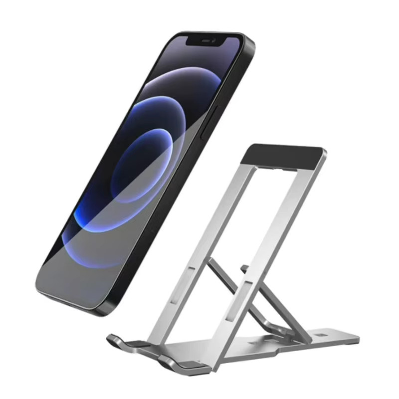 Verstellbarer faltbarer Handyhalter aus Aluminiumlegierung für iPhone und iPad in Gold oder Silber - Bild 2