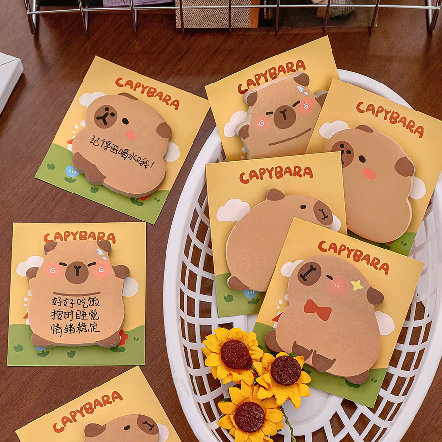 4er Set Cartoon Capybara Haftnotizen in Mehrfarbig für Studenten und Schule - Bild 3