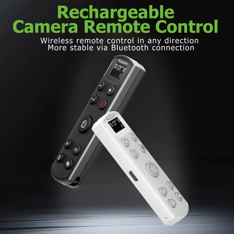 Hanpusen USB-C Bluetooth-Fernbedienung mit OLED-Bildschirm für Sony, Canon, Nikon und Fujifilm Kameras in Weiß - Bild 2