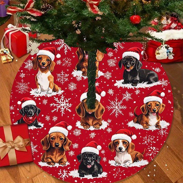 Vikama Klassischer Dackel-Weihnachtsbaumrock in Rot mit Animal Print für Weihnachten und Neujahr - Bild 1