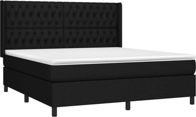 vidaXL Boxspringbett mit Matratze in Schwarz, Hybrid-Design mit LED-Unterbettbeleuchtung und USB-Ladeport, B/T/H: 180 x 200 x 118 cm - Bild 1