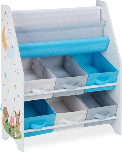 Relaxdays Kinderregal Bunt mit 6 Boxen und 2 Hängefächern, B/T/H: 74 x 62 x 31,5 cm - Bild 1