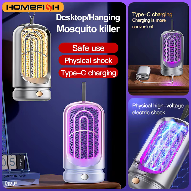 HOMEFISH USB Photokatalytische Mückenfalle mit Elektroschock und 2-in-1 Wandmontierter Nachtbeleuchtung - Bild 5