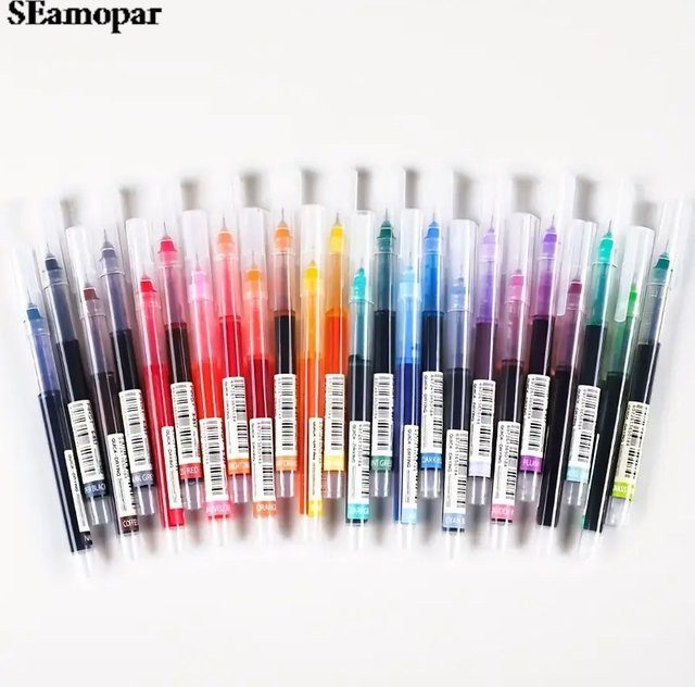 10er Set Gelstifte mit Walking-Bead-Effekt in Schwarz, Blau und Multicolour für Schule und Malerei - Bild 1