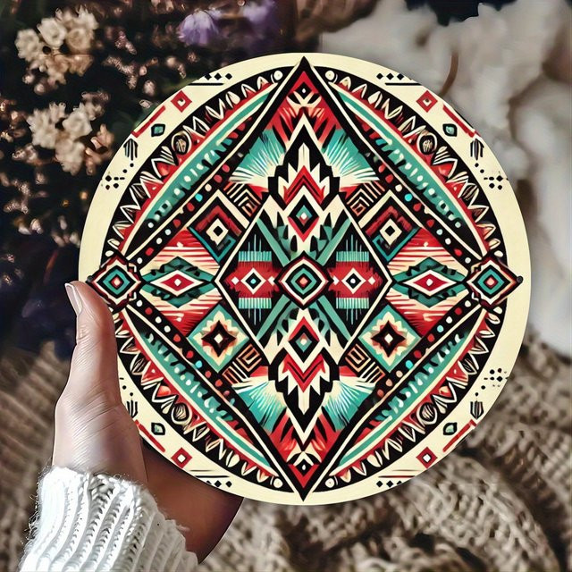 Geometrisches Metallschild Potdemiel Aztec Southwest Native American Tribal in Mehrfarbig, Durchmesser: 20,0 cm - Bild 1