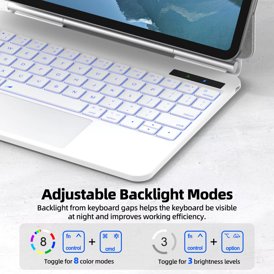 GOOJODOQ Smart Pogo Pin Tastaturhülle mit Trackpad für iPad Air 11 2025 M3, iPad Air 6 11 2024, iPad Pro 11 sowie iPad Air 4 und 5 10.9 in Schwarz oder Weiß - Bild 5