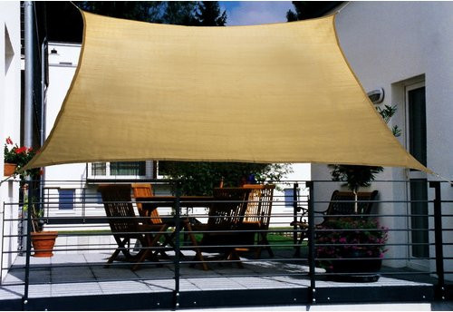 PEDDY SHIELD Balkon-Sonnensegel rechteckig aus Polyester und HDPE in Beige/Weizen, Breite: 270 cm, Tiefe: 140 cm - Bild 1