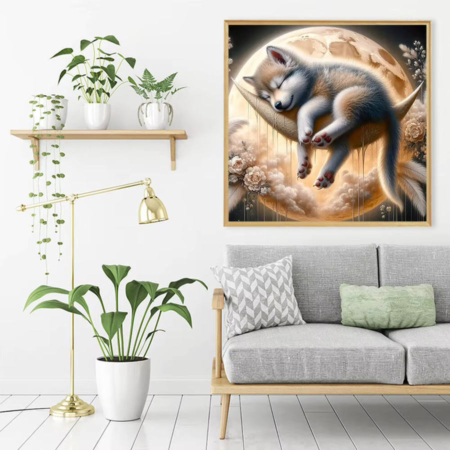 EverShine Diamantstickerei Set Wolf Motiv als Mosaik-Handarbeit in Multicolor, Durchmesser: 20 cm - Bild 3