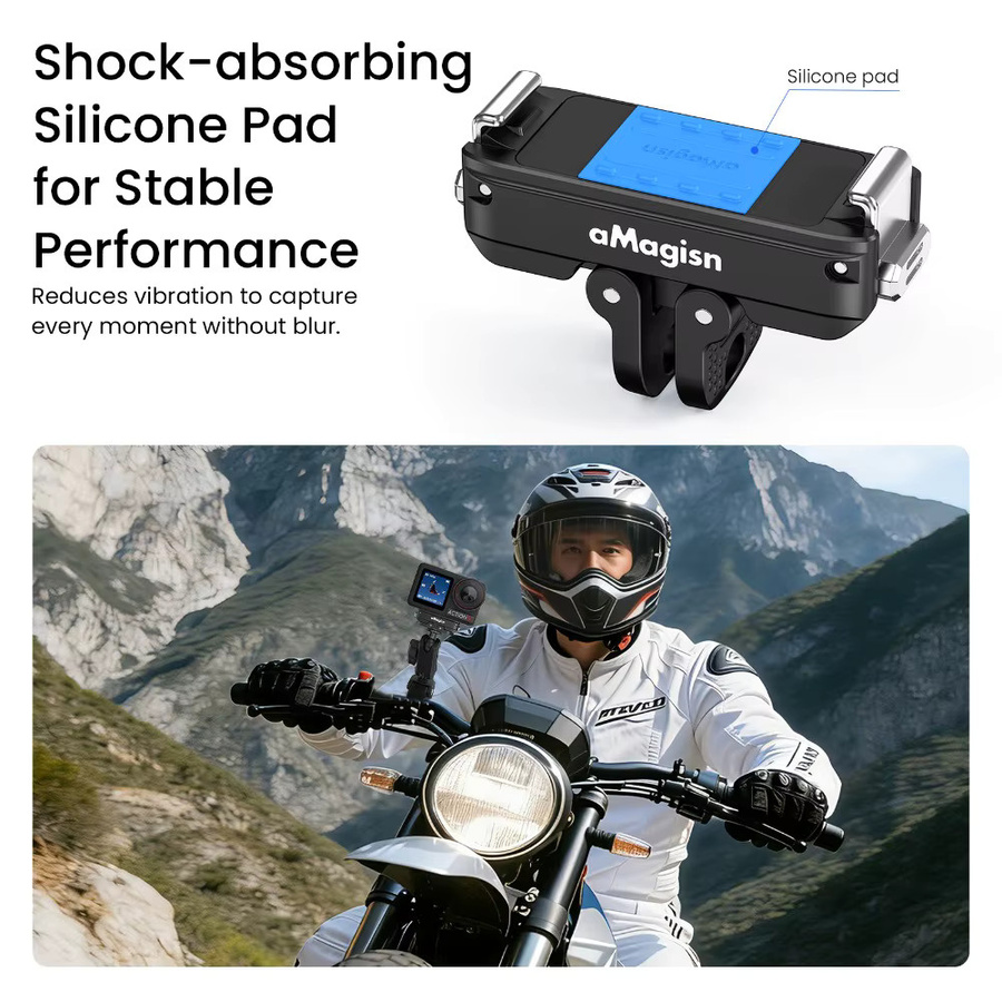 aMagisn Schnellverschluss-Halterung mit Sicherheitsverriegelung für DJI Action 5 Pro, 4, 3 und OSMO 360 in Schwarz mit 1/4-Zoll- und 2-Pin-Schnittstellen - Bild 4