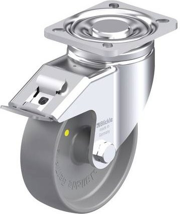 Blickle Stahlblech-Lenkrolle LH-PO 125G-1-FI-ELS in Grau mit Kunststoffrad, Rad-Durchmesser: 125 mm, Tragfähigkeit: 300 kg - Bild 1