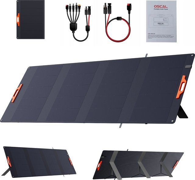 OSCAL PM400SE Tragbares Solarpanel 400W 18V Schwarz mit ETFE-Beschichtung und MC4-Anschluss für tragbare Powerstationen - Bild 1