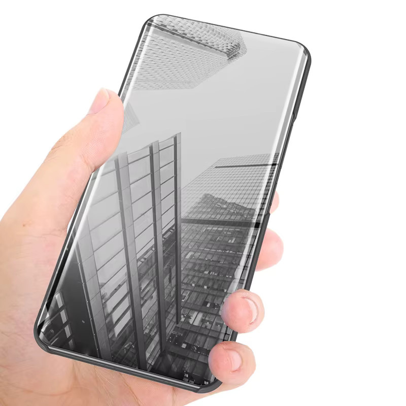 Flip Mirror Handyhülle mit Stehhalterung für Samsung Galaxy S25 S24 S23 S22 Ultra Plus in Schwarz oder Lila - Bild 2