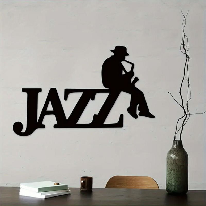 HELLOYOUNG Jazz Musik Wanddekoration aus Metall in Schwarz, minimalistisches Design für Musikliebhaber - Bild 1