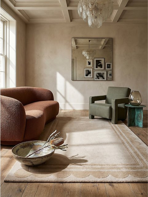 Handgetuftelter Wollteppich Kadima Design von WENSUM in Beige, B: 120 cm, T: 170 cm - Bild 1