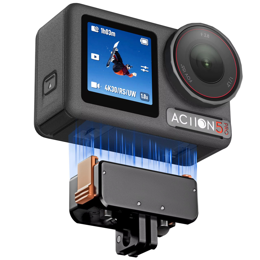 STARTRC Magnetischer Schnellverschluss Faltbarer Adapter-Halter für DJI Osmo Action 5 Pro in Schwarz mit 1/4 Zoll Schraubenloch Metallhalterung Erweiterung - Bild 7