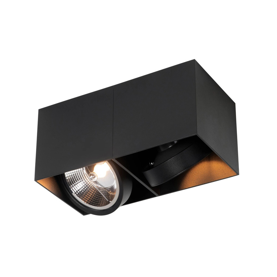 QAZQA Design Spot Schwarz Rechteckig 2-flammige Aluminium Deckenleuchte dimmbar mit GU10 Reflektor - Bild 2