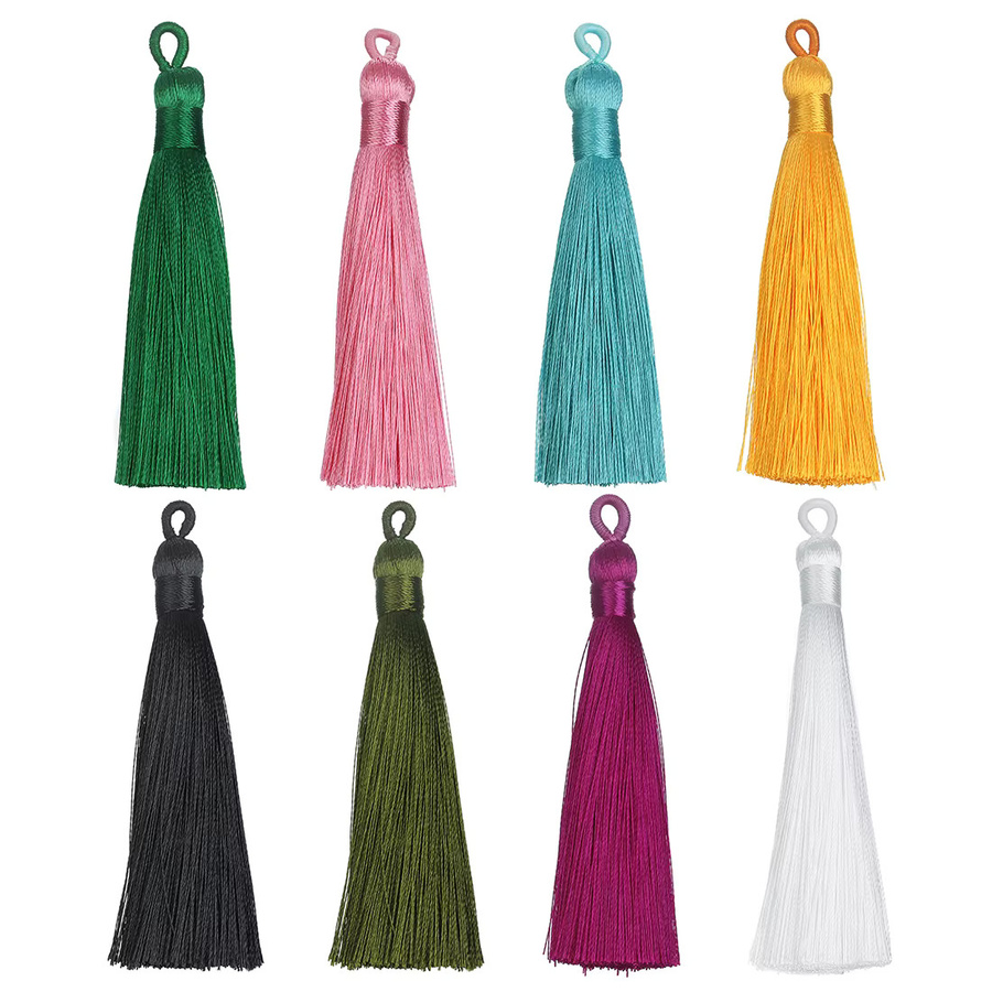 5er-Set handgemachte Quasten aus Polyester-Seide in Mehrfarbig, Größe: 9 x 1,5 cm, Zubehör für DIY-Handwerk und Schmuckherstellung - Bild 4