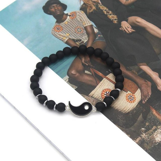 Fashion Maker 2 Armbänder, Yin Yang, Eisenlegierung, Schwarz, Unisex - Bild 1