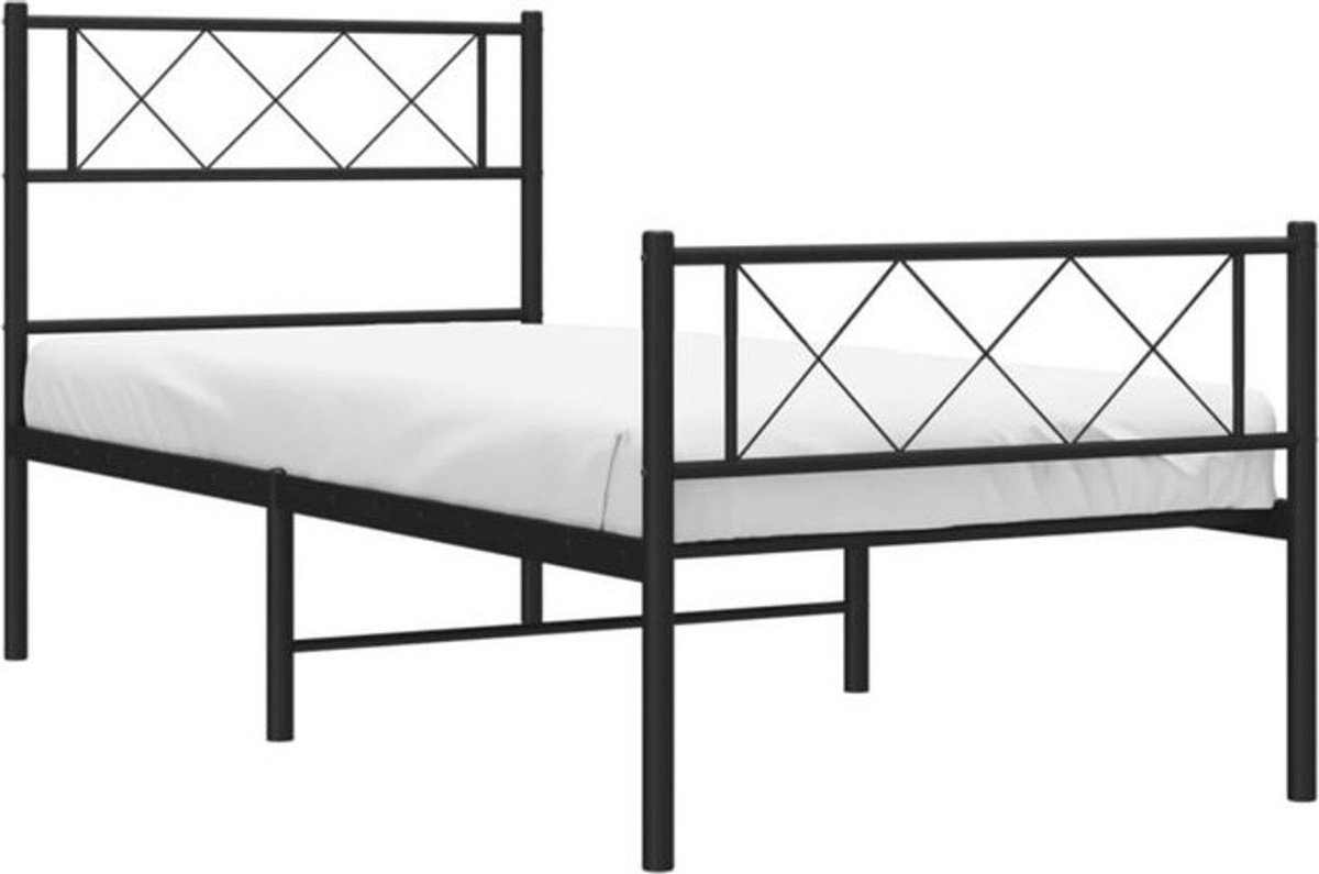 Vidaxl Metallbett im Industrial Design mit Kopf- und Fußteil, Schwarz, B: 75 cm, L: 190 cm - Bild 1