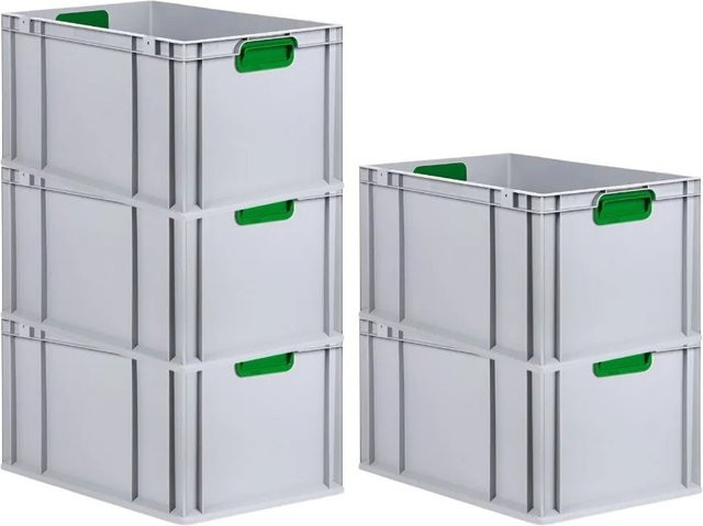 PROREGAL Spar Set 5x Eurobox Nextgen Color Transportboxen mit verstärktem Boden und Griffen, Farbe: Grün, H x B x T: 32 x 40 x 60 cm, 65 Liter - Bild 1